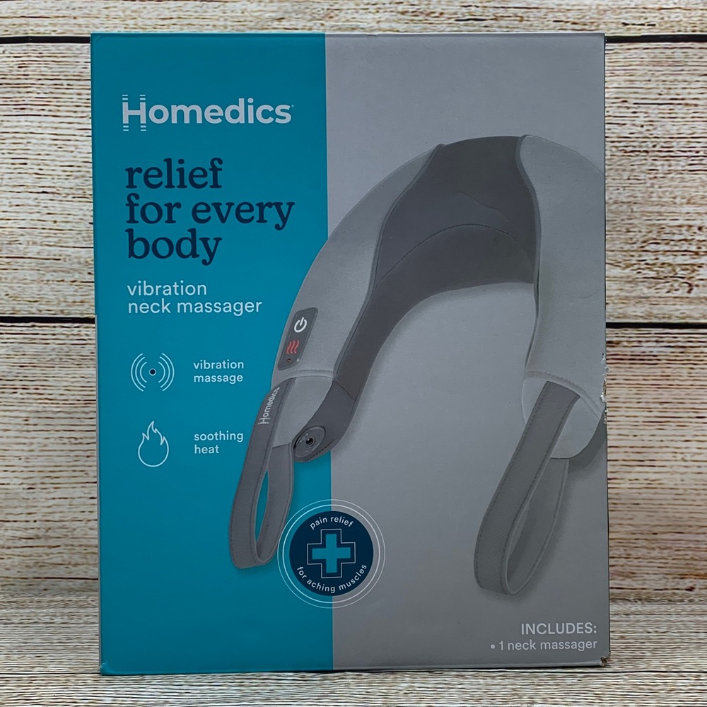 Homedics Vibration Neck Massager Soothing Heat Comfort Flex Handles Open Box